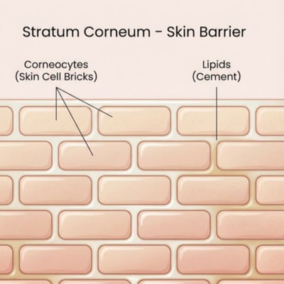 image illustrating  brick wall structure of stratum corneum, the structure of skin barrier.