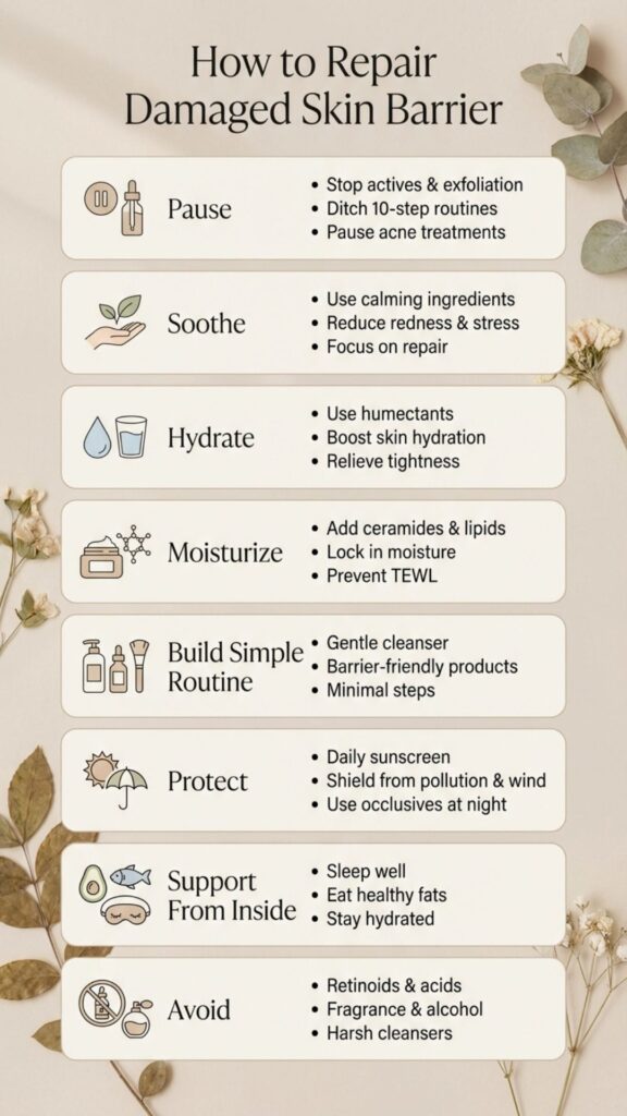 How to repair skin barrier infographic