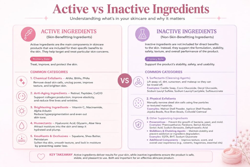 active vs inactive skincare ingredeints 
